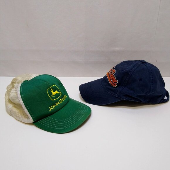 John Deere Hats Bundle Blue Hat K-Products Strapback Green Hat Mesh Trucker Cap - Picture 3 of 8